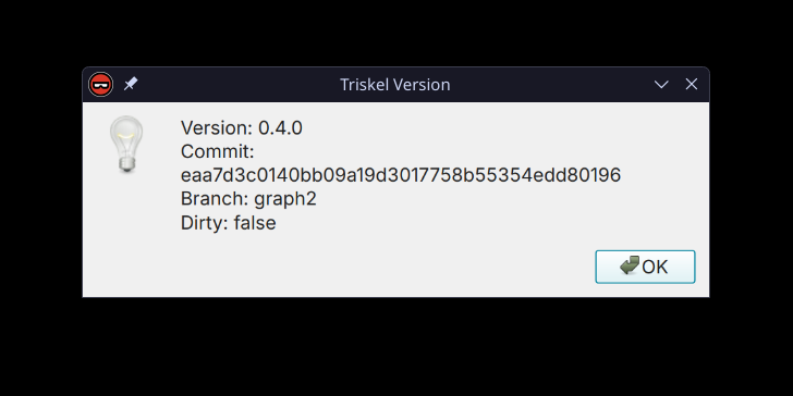 The version window in Binary Ninja